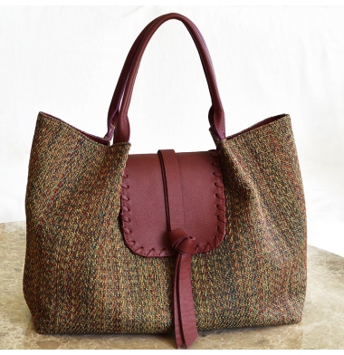 sac à main tweed et cuir Julia