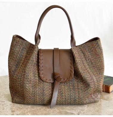 sac à main tweed et cuir Julia